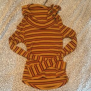 Free People Multicolor Striped Cowl Neck Sweater